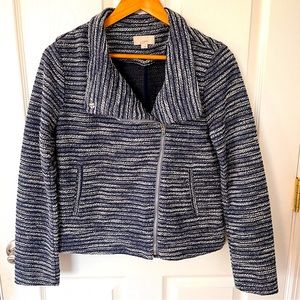 Loft • asymmetrical zip boucle jacket